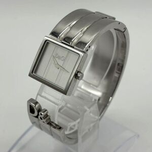 Dolce & Gabbana (Authentic) Silver Stainless Steel Square Dial Cuff Wristwatch